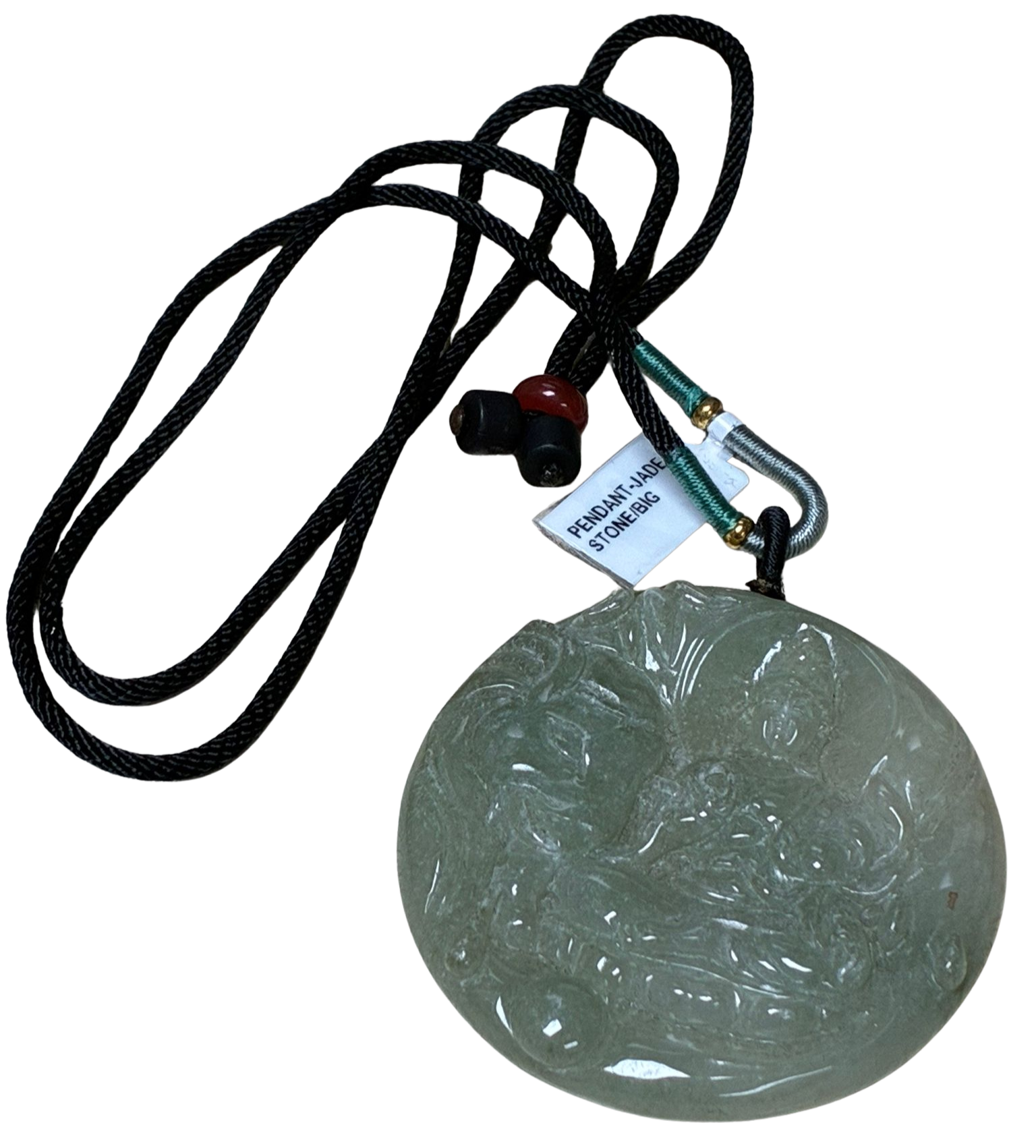 Jade Like Jade Guan Yin Pendant With Adjustable Cord Necklace