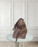 Burberry Tote Bag Nylon Leather Brown Dark Brown