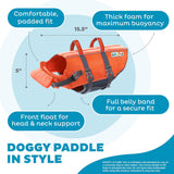 Outward Hound Granby Splash Orange Dog Life Jacket, Medium