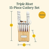 Cuisinart C77WTR-15P Triple Rivet Collection 15-Piece Cutlery Block Set, White