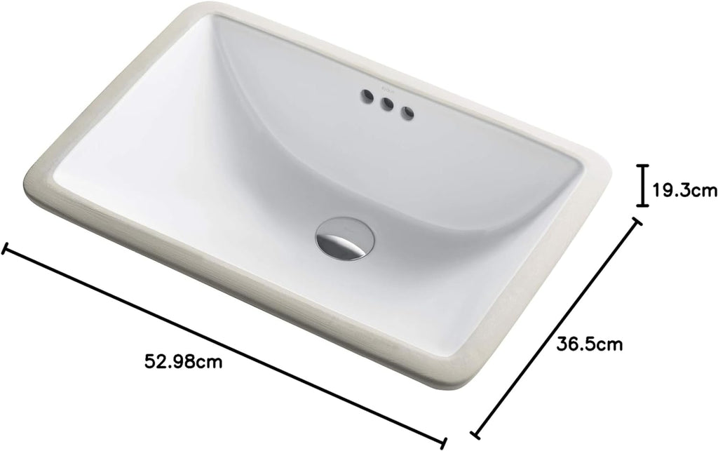 Kraus KCU241 Ceramic Undermount Rectangular Bathroom Sink 20.86 x 14.37 x 8.13 Inches White