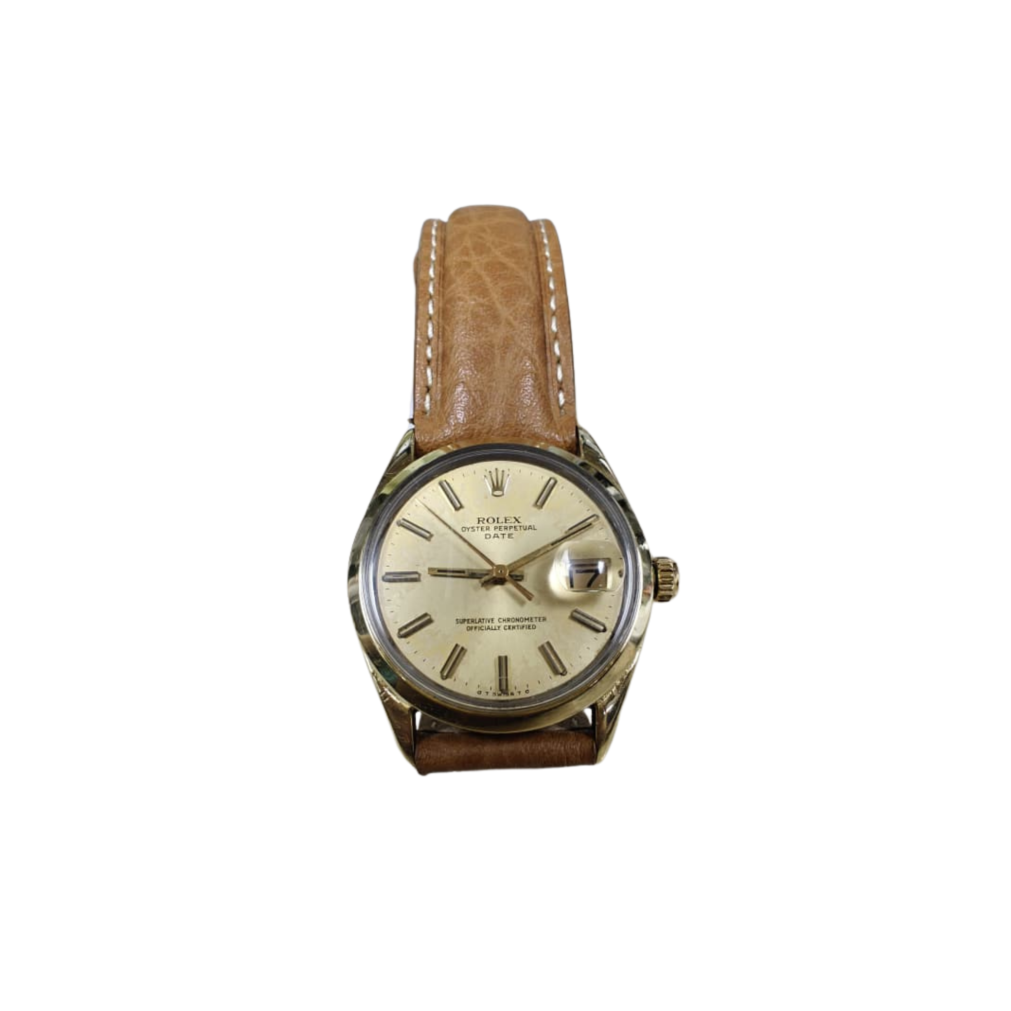ROLEX Oyster Perpetual 1550 Date Watch Gold Dial