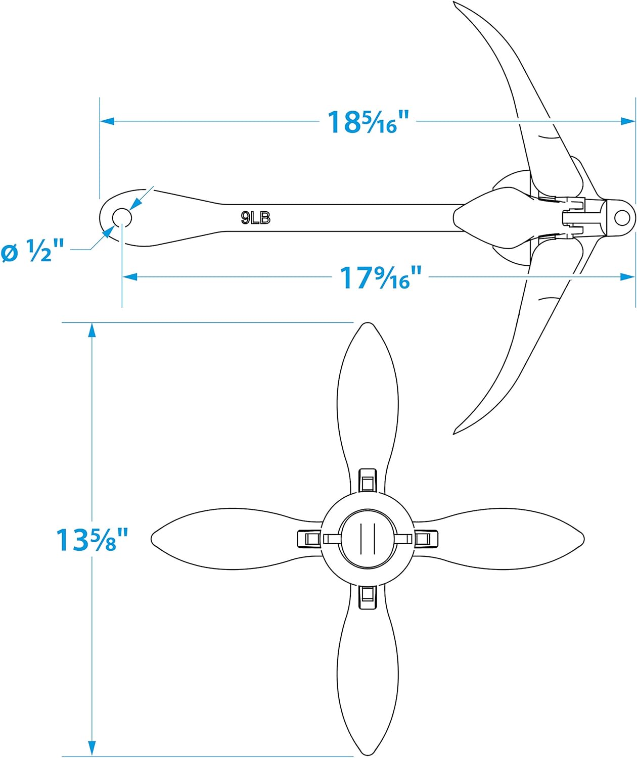 Seachoice 50 41030 Iron Folding Anchor Galvanised 4.1 K