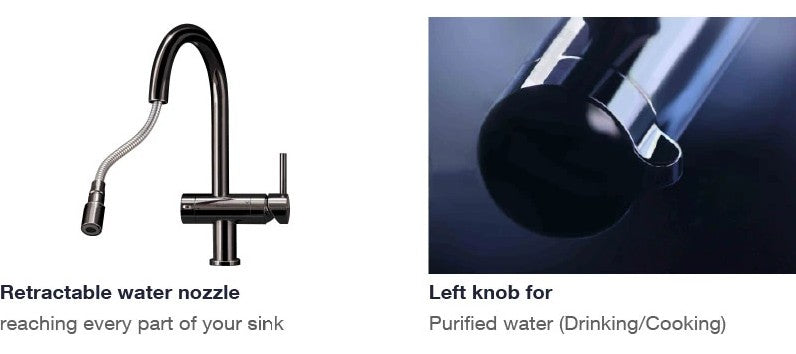 Cleansui F914BK Under Sink Water Purifier with Double Black Chrome Faucet