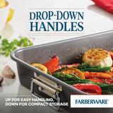 Farberware Nonstick Bakeware Roaster with Steel Rack, Gray, 11 by 15-Inch