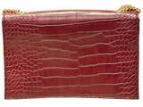 Nine West Croc Embossed PVC Flap Crossbody Bag Burgundy
