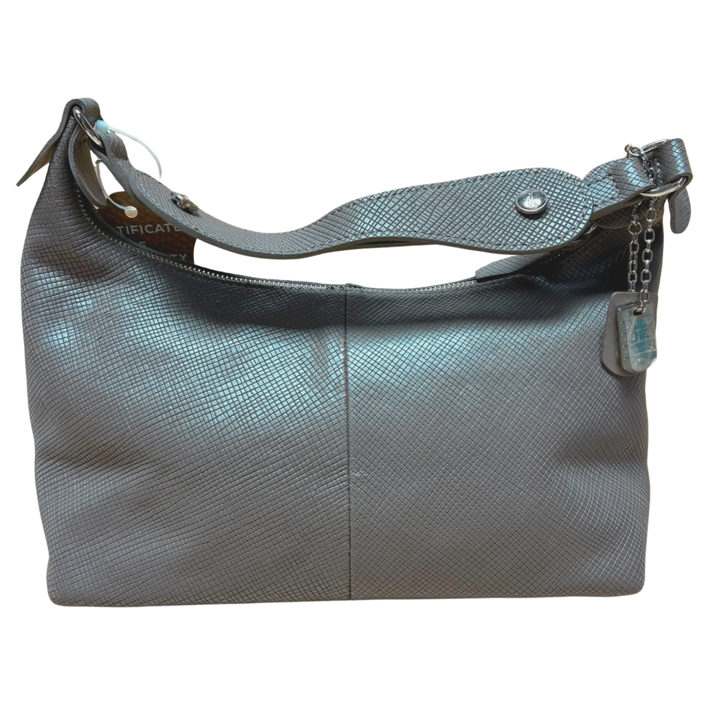 Longchamp Quadri Shoulder Bag Grey Textured Leather