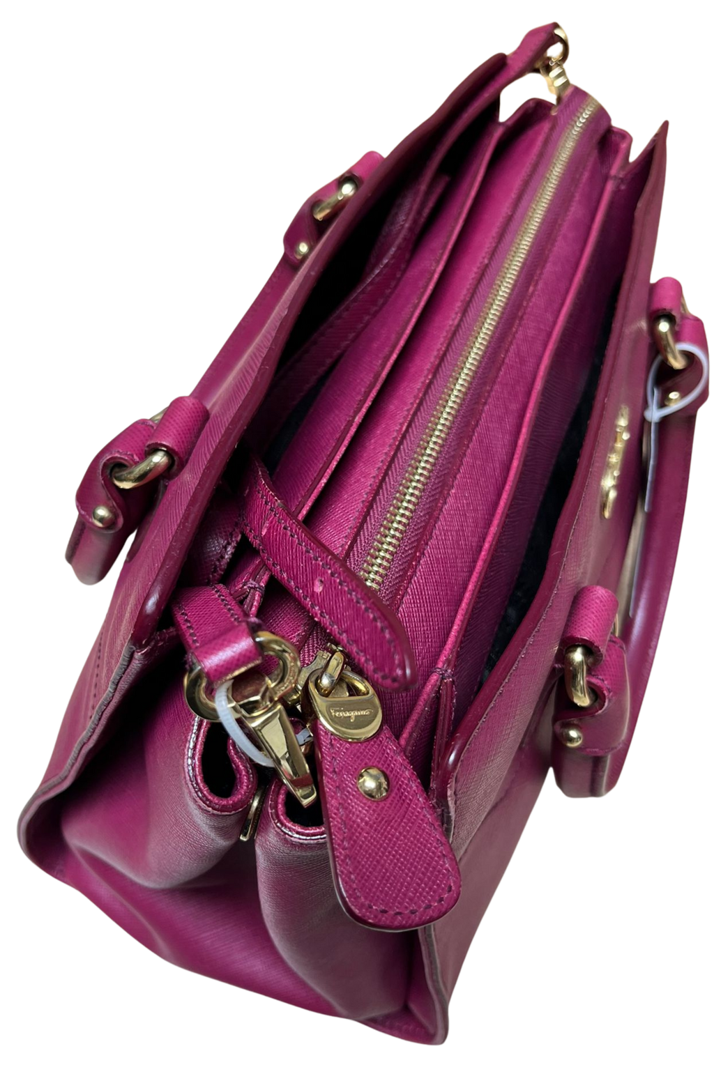 Salvatore Ferragamo Beky Tote Bag Fuchsia Saffiano Leather