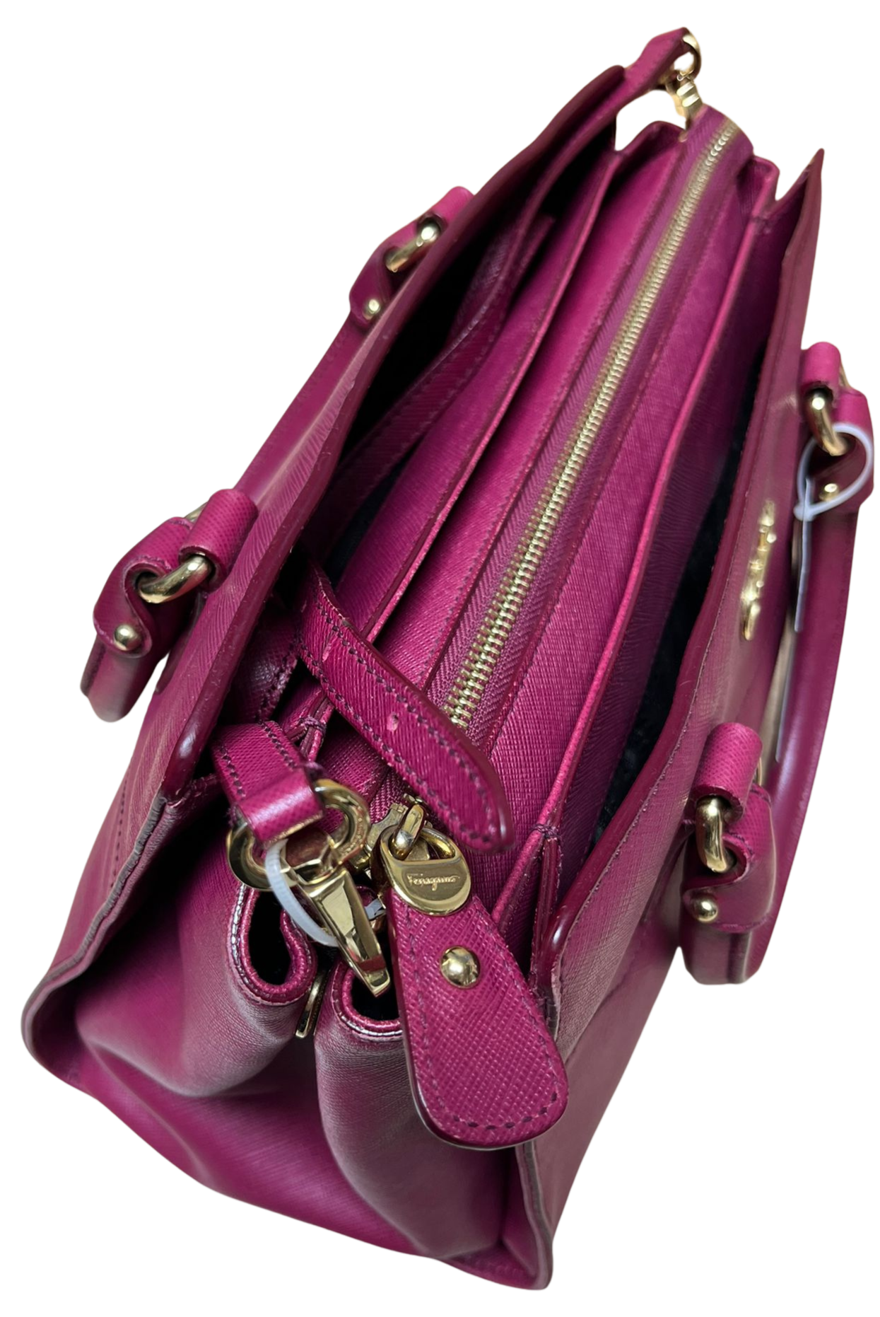 Salvatore Ferragamo Beky Tote Bag Fuchsia Saffiano Leather
