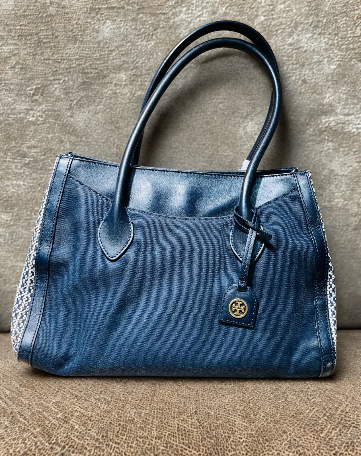 Tory Burch Leather Trim Savannah Print Canvas Tote Secondary image