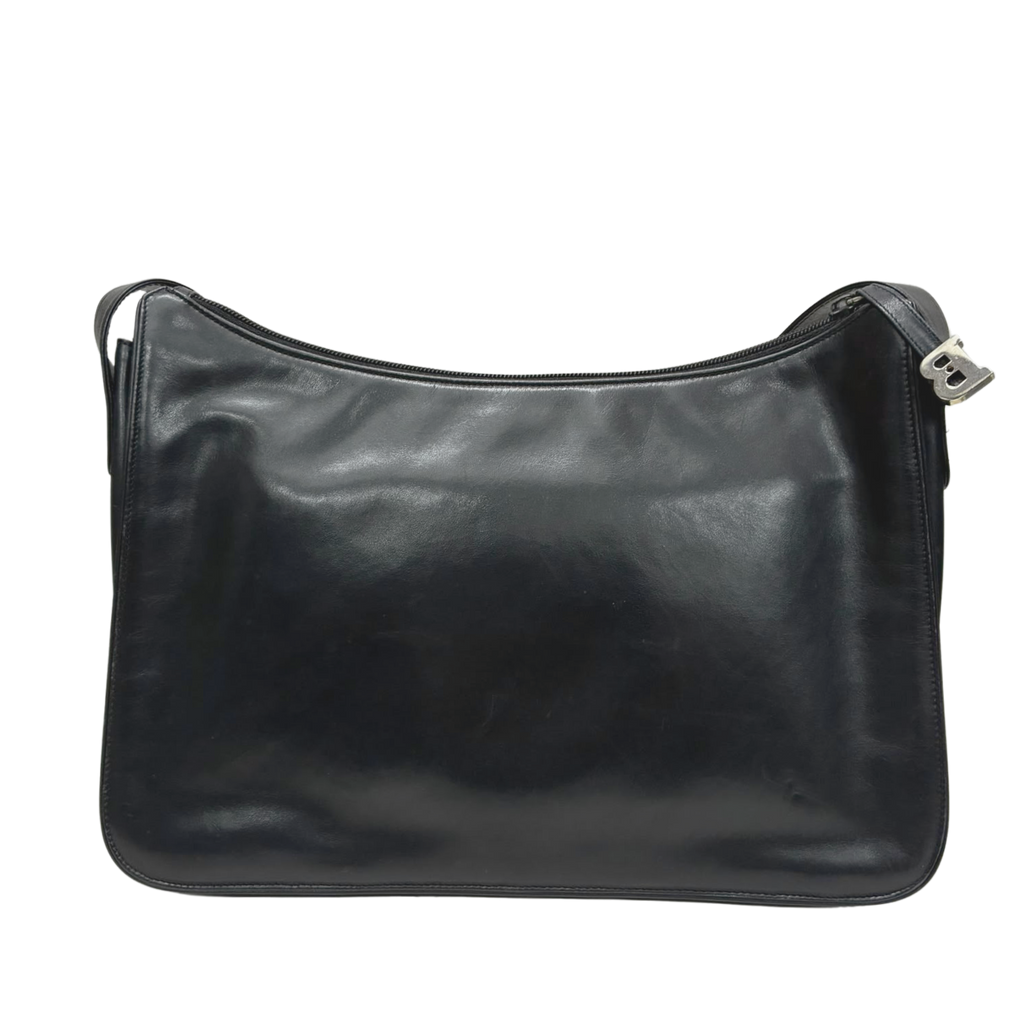 Vintage Bally Black Smooth Leather Shoulder Bag