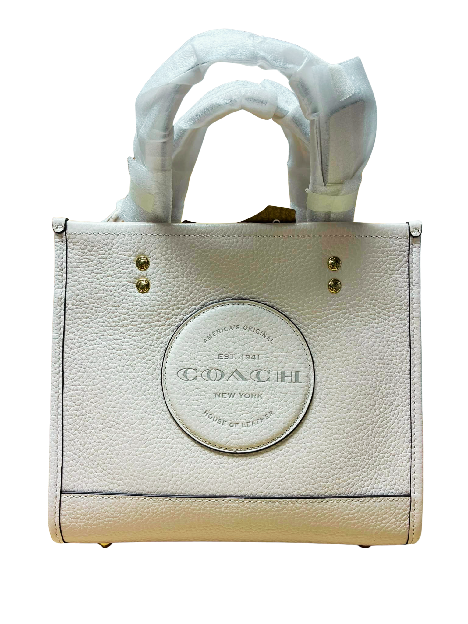 COACH C5268 Womens Dempsey Tote 22 Pebble Leather Chalk Secondary image