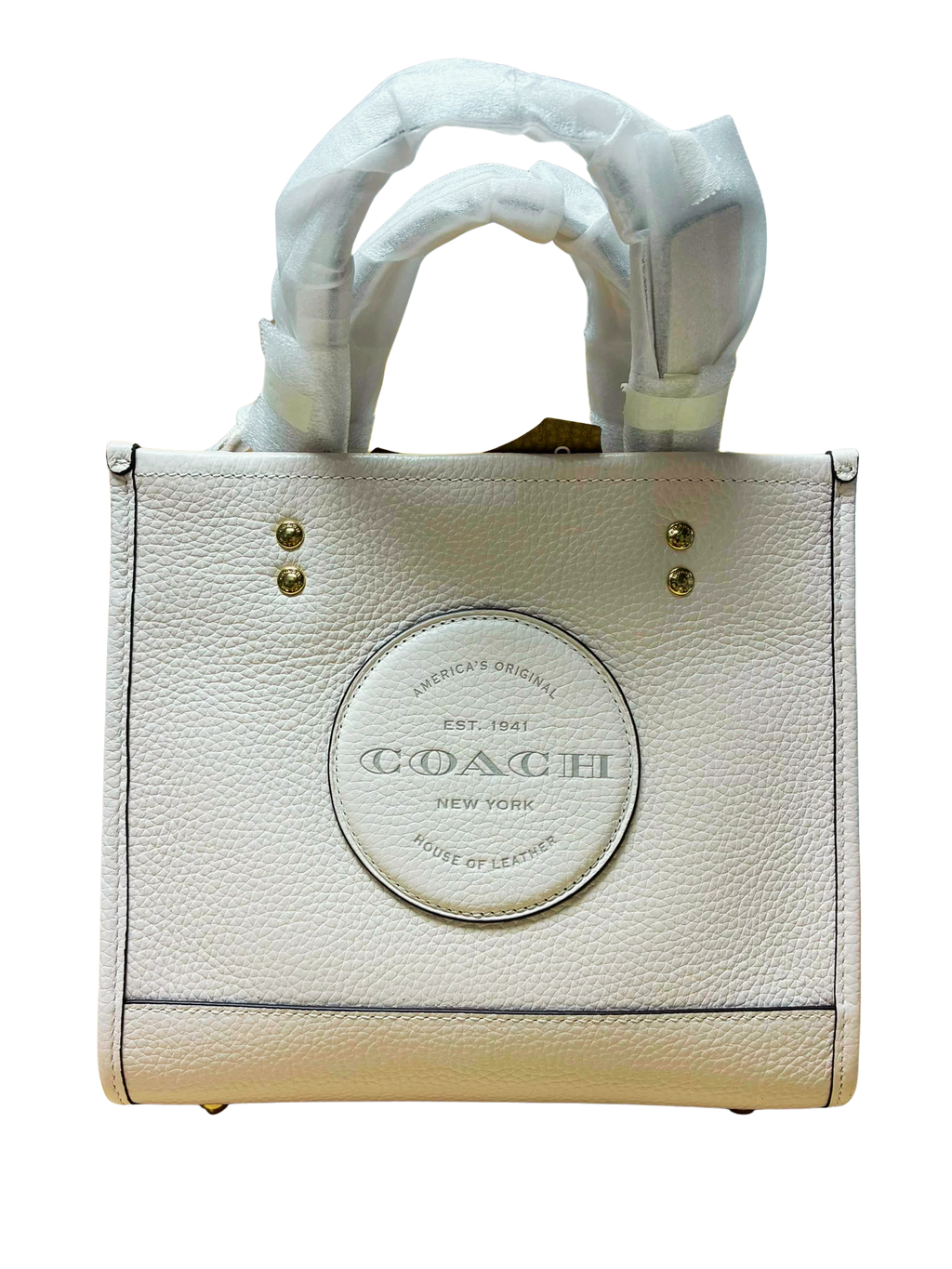COACH C5268 Womens Dempsey Tote 22 Pebble Leather Chalk