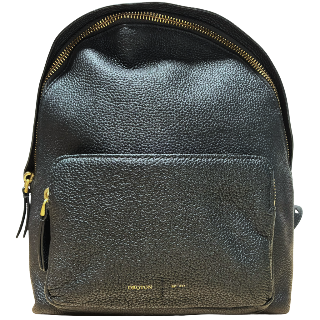 Oroton Lilly Small Backpack Black Pebbled Leather
