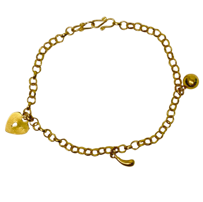 916YG Link Bracelet With Dangling Charms 5.8GM