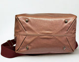 Tods Flower Hobo Bag Pink Canvas Burgundy Leather Trim