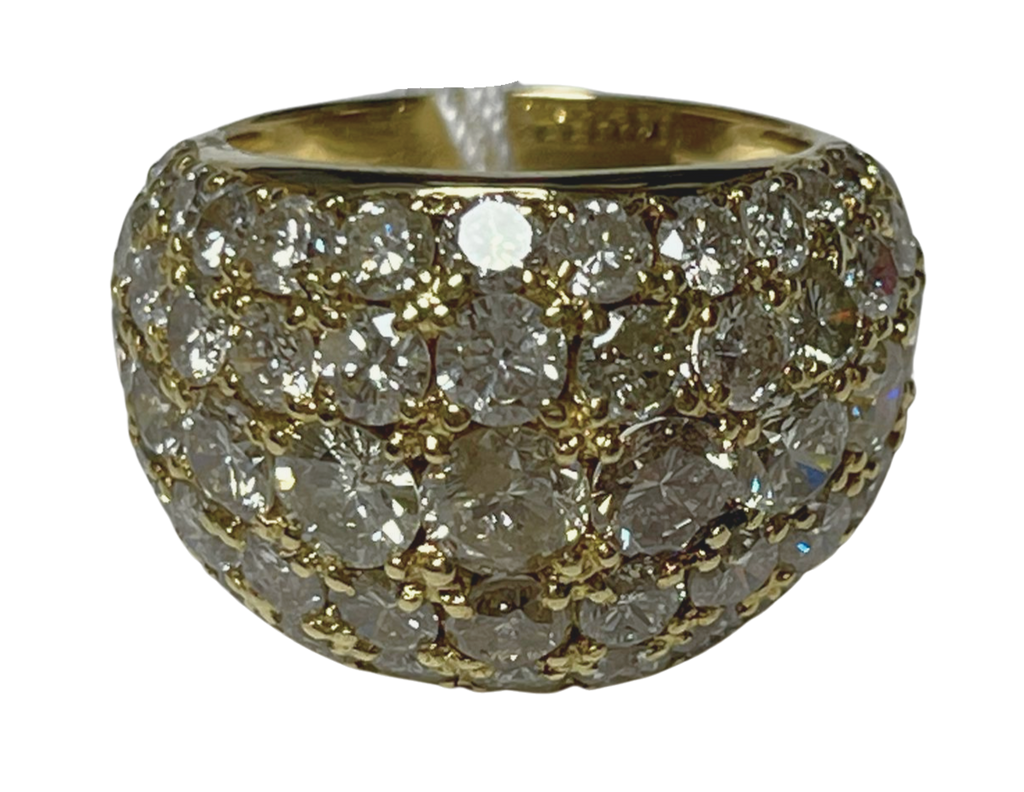18K Yellow Gold Natural Round Diamond Ring 10.8G Size 13.5