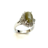 PT900 Chrysoberyl Cat's Eye & Diamond Ring