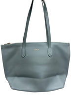Furla Net Medium Tote Bag Slate Blue Pebbled Leather
