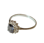 18KWG Princess Diana Inspired Blue Sapphire Halo Ring 2.1GM