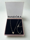 Pandora Sparkling Freehand Heart Necklace 3.8GM Silver
