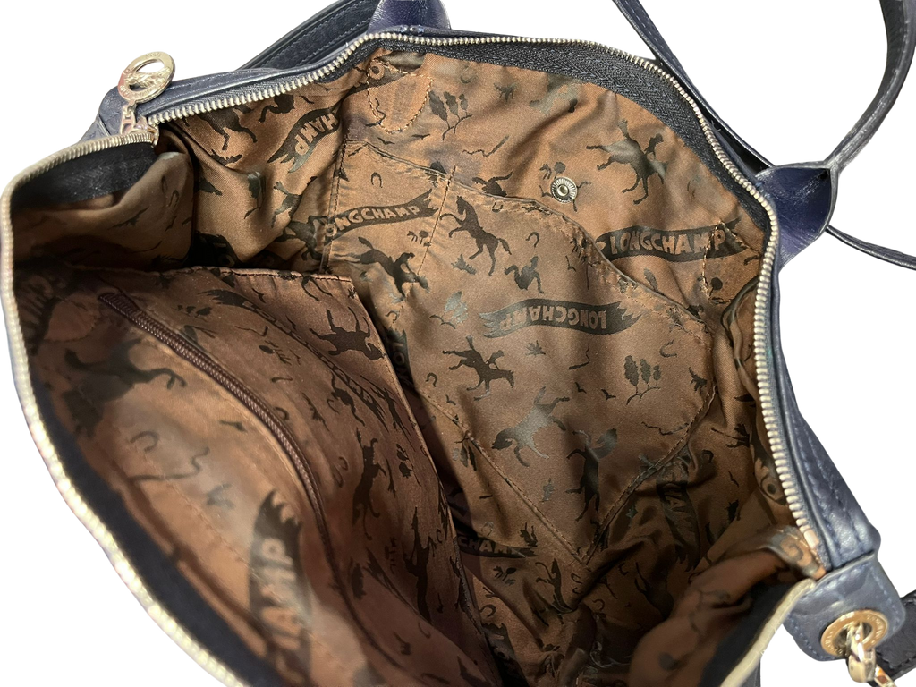 Longchamp Le Pliage Cuir Leather Top Handle Bag