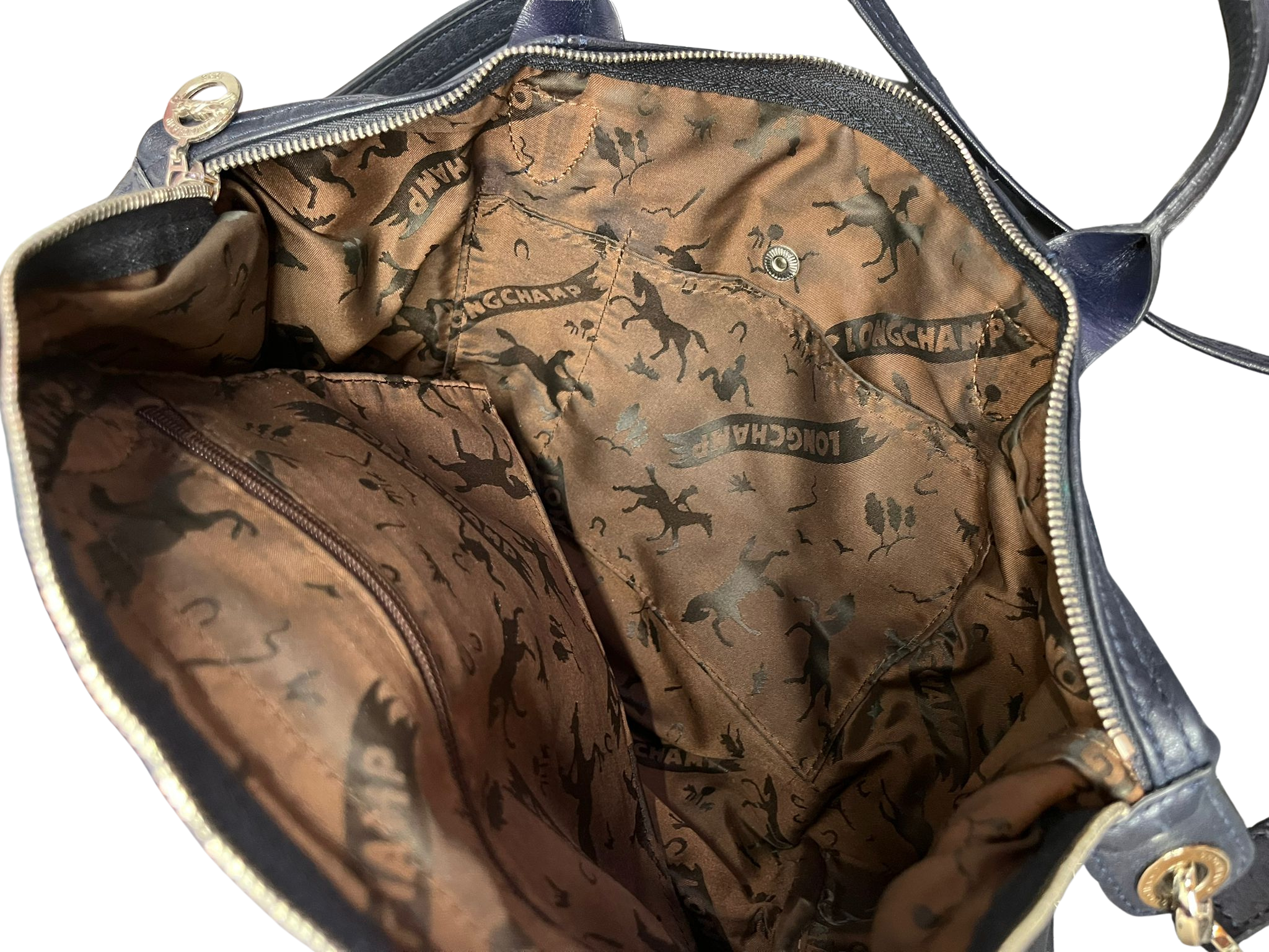 Longchamp Le Pliage Cuir Leather Top Handle Bag