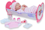 JC Toys 18578 - La Newborn | 10 piece Layette Deluxe Rocking Crib Gift Set | 14" Life-Like Original Vinyl Newborn Doll w/Accessories | Pink | Waterproof | Ages 2+