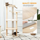 PETEPELA Cat Tree Cat Tower for Indoor Cats,5-Level Cat Play House Cat Activity Center with Scratching Posts Beige