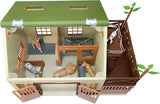 Terra by Battat – 15 Pcs Animal Hospital Pretend & Play Set - Openable Rooftop for Farm or Safari Animal Figurines - Wooden Vet Clinic Toy for Kids and Toddler Ages 3+