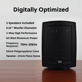 Dual Electronics LU53PB 5 ¼ inch 3-Way High Performance Indoor, Outdoor & Bookshelf Studio Monitor Speakers with Swivel Brackets & 125 Watts Peak Power