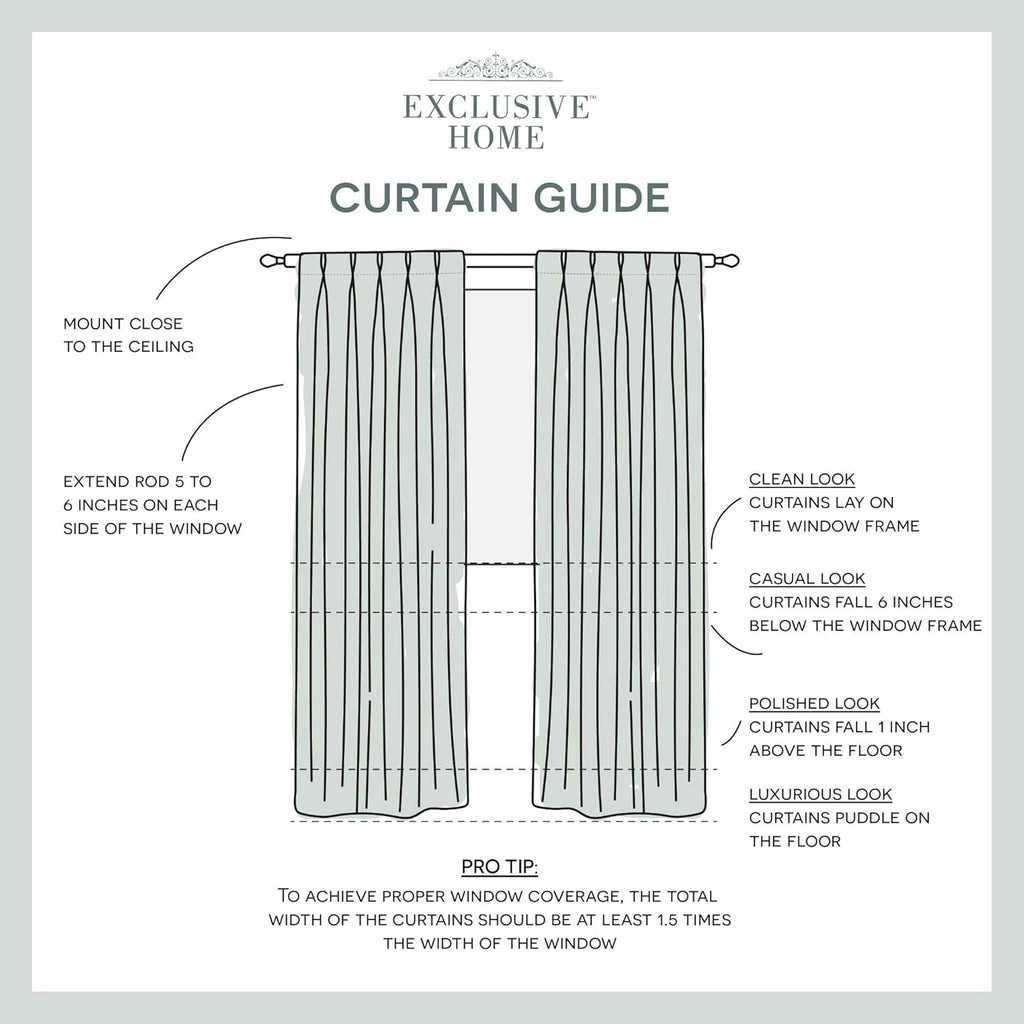 Exclusive Home Sateen Twill Woven Room Darkening Blackout Pinch Pleat Hidden Tab Top Curtain Panel Pair 96in Length Vanilla
