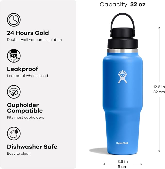 Hydro Flask 32 Oz Wide Flex Chug Cap Travel Bottle White
