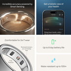 Oura Ring 4 - Silver - Size 9 - Smart Ring - First Size with Oura Size Kit - Wearable Sleep Tracking - Heart Rate - Fitness Tracker -