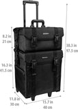 SHANY Cosmetics 2 Compartment Soft Black Rolling Trolley Makeup Case, 28 Inch