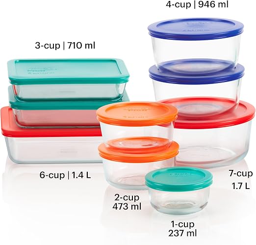 Pyrex 18 Piece Simply Store Food Storage Set, Clear