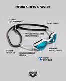 Arena Cobra Ultra Swipe Racing Swimming Goggles for Men and Women Mirrored Lens Anti-Fog UV Protection Copper Yellow/White