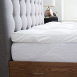 LUCID Ultra Plush 3 Inch Down Alternative Fiber Bed Mattress Topper - Allergen Free Pillow Top - Soft and Breathable Cotton Percale Cover - Full XL Size, White