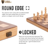 Chess Armory Magnetic Chess Set 15 inch x 15 inch - Inlaid Walnut Wooden Chess Set with Folding Chess Board, Staunton Chess Pieces, & Storage Box - Chess Set Wood Board Game