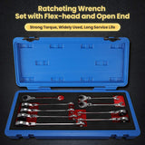 Anbull Ratcheting Wrench Set with Open Flex-head,Metric Tubing Combination Wrench Set,9pcs Tubing Ratchet Wrench