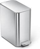 simplehuman 5 Liter 1.3 Gallon Stainless Steel Bathroom Slim Profile Trash Can Brushed Stainless Steel