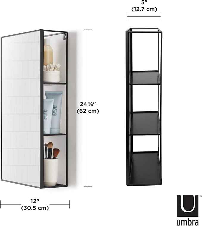 Umbra Cubiko Mirror and Storage Unit, Black, 1009654-040