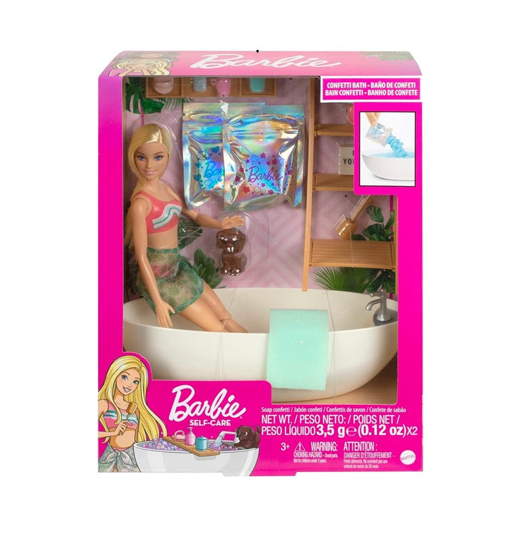 Barbie Doll & Bathtub Playset, Blonde, Confetti Soap & Accessories