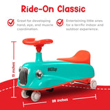 Nuby Twist N Ride Classic Ride on Cars - Riding Toys with Realistic Working Front & Back Lights - Fun Light Up Car Scooter with Music - Toys for 3 Years and Up - Aqua & Red Toy Scooter Car, Large