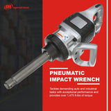 Ingersoll Rand 285B-6 1 Pneumatic Impact Wrench - Heavy Duty Torque Output, 6 Inch Extended Anvil, 1 Inch, 2 Handles, High Precision, Accessibility, Control, Gray