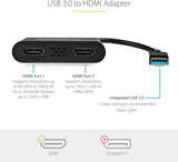 StarTech.com USB 3.0 To Dual HDMI Adapter Supports Windows Only Black USB32HD2