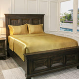 Baltic Linen Satin Luxury Sheet Set Full Gold 4Piece Set