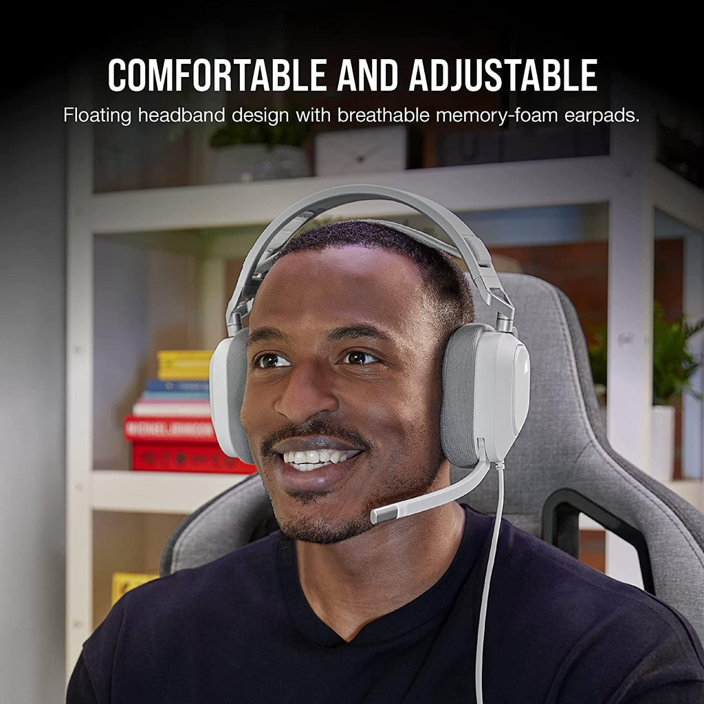 Corsair HS80 RGB USB Premium Gaming Headset with 7.1 Surround Sound, White, Large