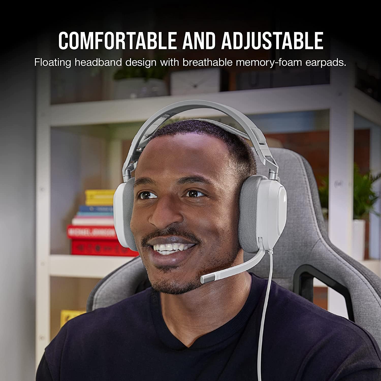 Corsair HS80 RGB USB Premium Gaming Headset with 7.1 Surround Sound, White, Large