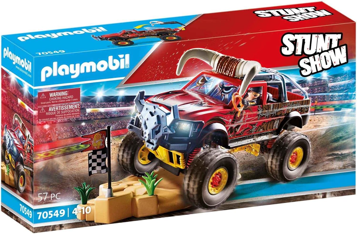 Playmobil Stunt Show Bull Monster Truck Multicolor, 51.5 x 28.4 x 12.4 cm,count of 2 Main image